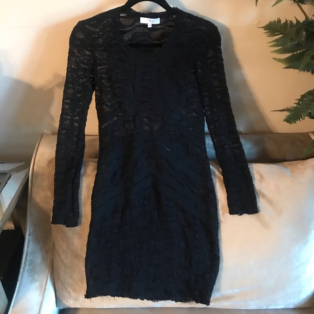 IRO sheer black lace minidress